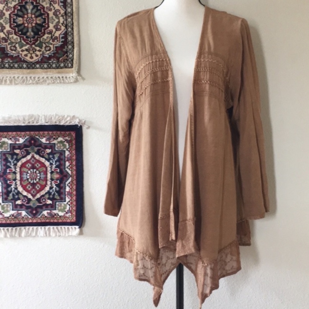 JustCruisiuy Boho Waterfall Front Open Kimono M